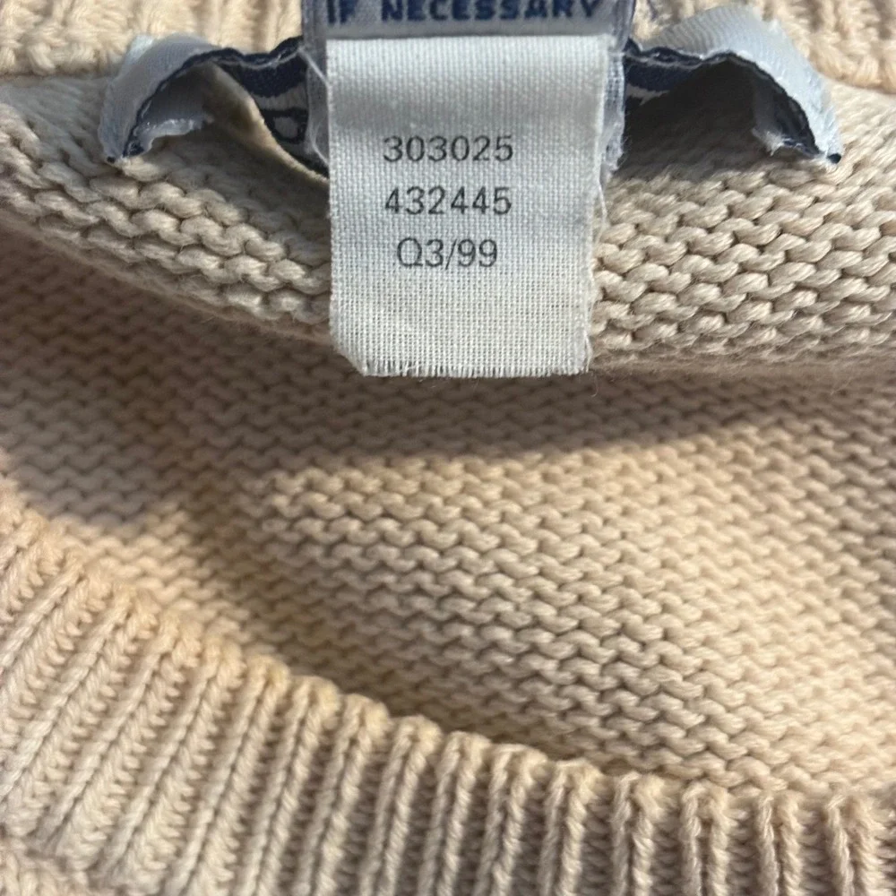 Old Navy Mens XL Vintage Cream Cotton Ribbed Knit Crewneck Sweater Beige 90s Y2K